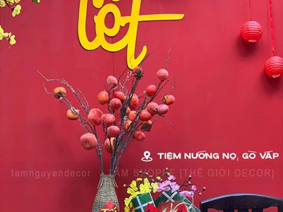 Chữ Tết thư pháp cỡ lớn bằng gỗ 55 - 70cm Kiểu 1 [Gỗ nhẹ - 1 - 2 lớp] CHUGO-20
